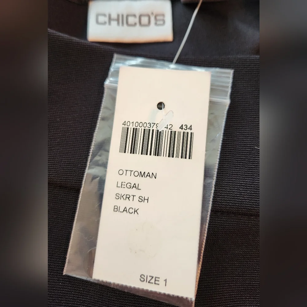 NWT Chico's Ottoman Legal Black‎ Skirt, Size 1 (S)